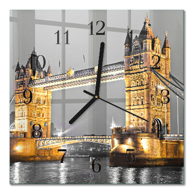 Hodiny s fotkou skleněné čtvercové Tower Bridge