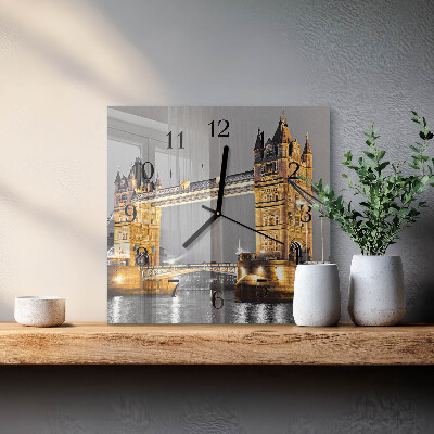 Hodiny s fotkou skleněné čtvercové Tower Bridge