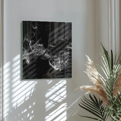 Nástěnné hodiny skleněné čtvercové Kouř