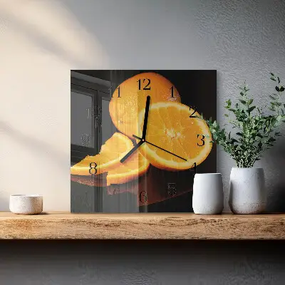 Nástěnné hodiny skleněné čtvercové Pomeranče