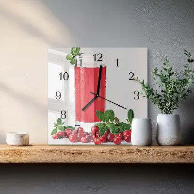 Čtvercové skleněné hodiny na stěnu Brusinky