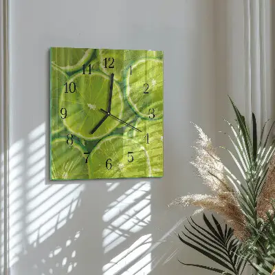Čtvercové skleněné hodiny na zeď Uhličitan vápenatý