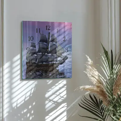 Čtvercové skleněné hodiny na zeď Plachtění