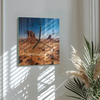 Hodiny na skle čtvercové Poušť