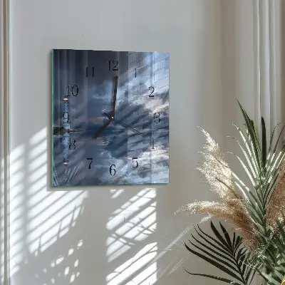 Čtvercové skleněné hodiny na stěnu Maják