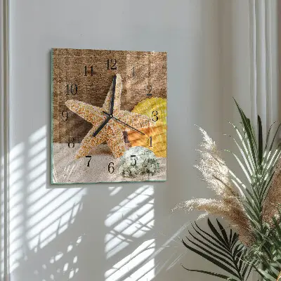 Nástěnné hodiny skleněné čtvercové Hvězdice