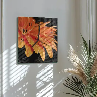 Čtvercové skleněné hodiny na zeď Gerbera