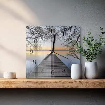 Čtvercové skleněné hodiny na stěnu Soumrak