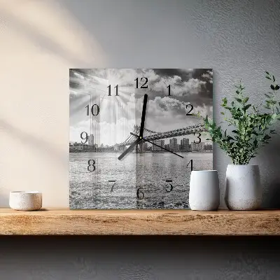 Nástěnné hodiny skleněné čtvercové Most