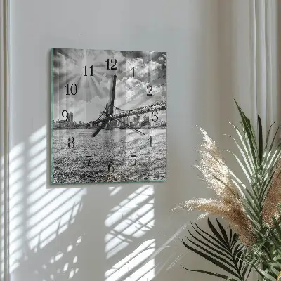 Nástěnné hodiny skleněné čtvercové Most