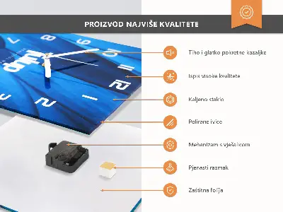 Čtvercové skleněné hodiny na zeď Pomeranče