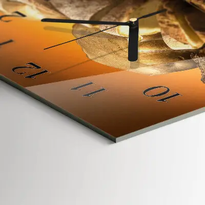 Čtvercové skleněné hodiny na stěnu Chléb