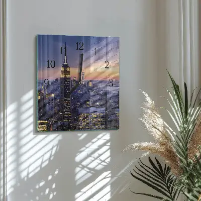 Hodiny s fotkou skleněné čtvercové Město