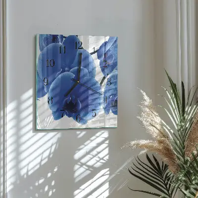 Nástěnné hodiny skleněné čtvercové Orchidej