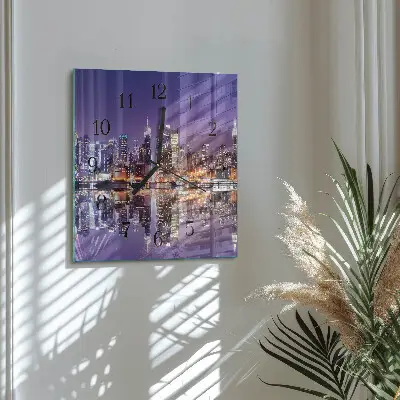Hodiny s fotkou skleněné čtvercové Město