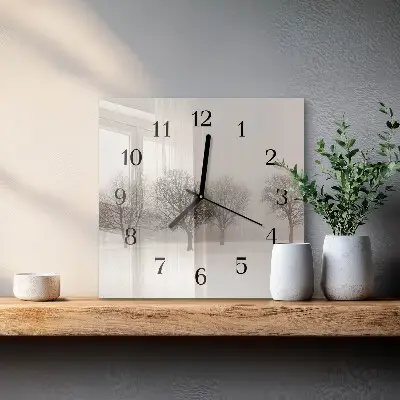 Nástěnné hodiny skleněné čtvercové Zima