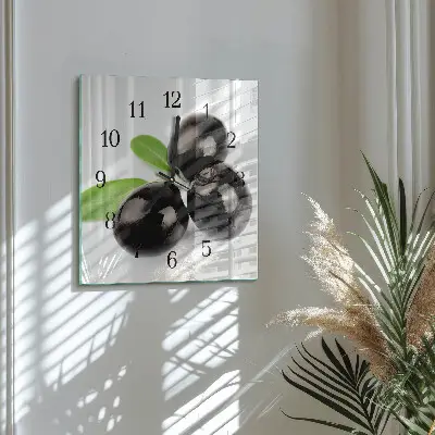 Čtvercové skleněné hodiny na zeď Olivy