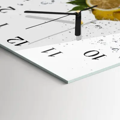 Čtvercové skleněné hodiny na stěnu Citrony