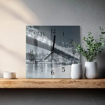 Čtvercové skleněné hodiny na zeď Most