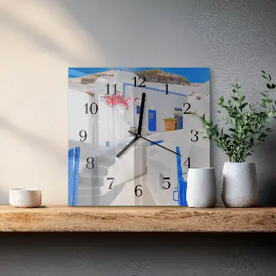 Nástěnné hodiny skleněné čtvercové Santorini