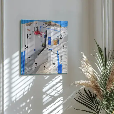 Nástěnné hodiny skleněné čtvercové Santorini