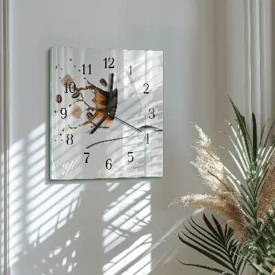 Nástěnné hodiny skleněné čtvercové Džbánek