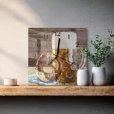 Hodiny s fotkou skleněné čtvercové Preclík s pivem