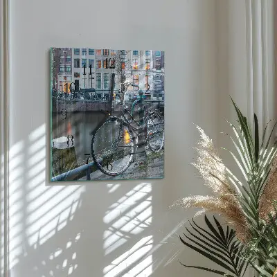 Čtvercové skleněné hodiny na zeď Kolo