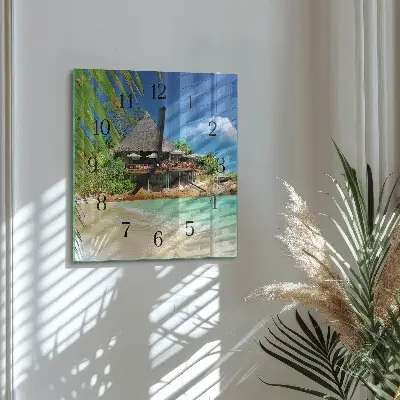 Hodiny na skle čtvercové Ostrov
