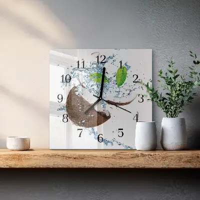 Hodiny s fotkou skleněné čtvercové Kokos