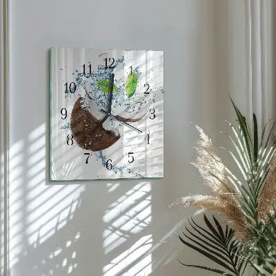 Hodiny s fotkou skleněné čtvercové Kokos