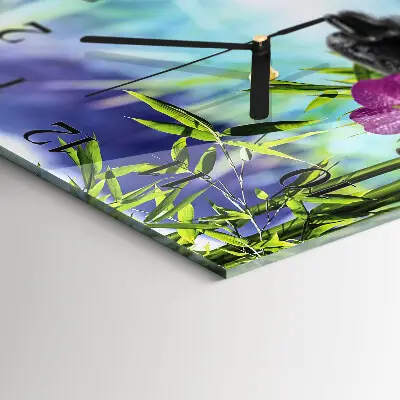 Hodiny na skle čtvercové Lázně s orchidejími