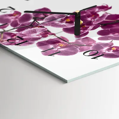 Nástěnné hodiny skleněné čtvercové Orchidej