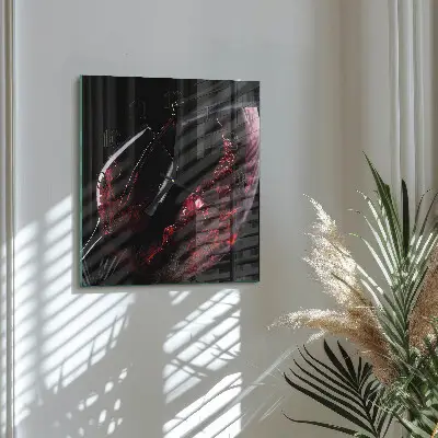 Hodiny na skle čtvercové Víno