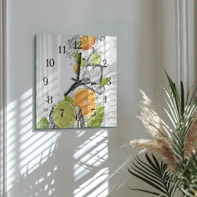 Hodiny s fotkou skleněné čtvercové Citrusové plody