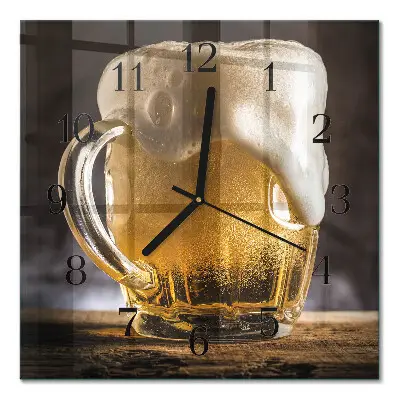 Hodiny na skle čtvercové Pivo