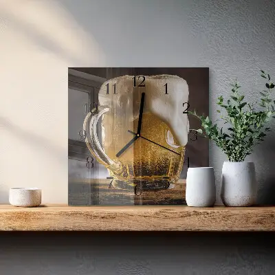 Hodiny na skle čtvercové Pivo
