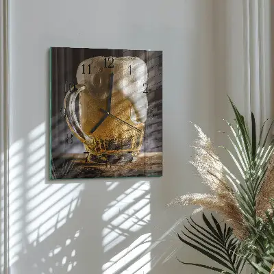 Hodiny na skle čtvercové Pivo