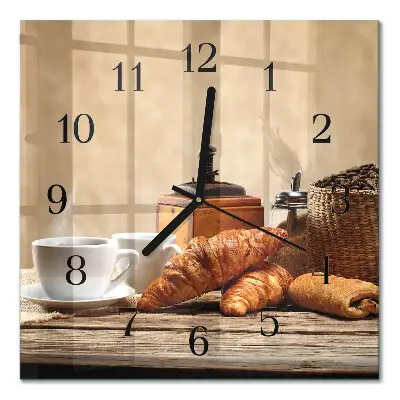 Hodiny s fotkou skleněné čtvercové Croissanty