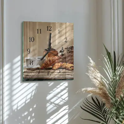 Hodiny s fotkou skleněné čtvercové Croissanty