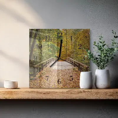 Hodiny na skle čtvercové Lesní most