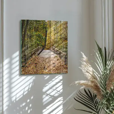 Hodiny na skle čtvercové Lesní most