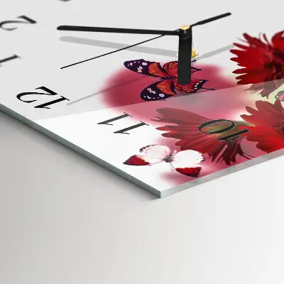 Čtvercové skleněné hodiny na zeď Gerbera