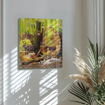 Hodiny s fotkou skleněné čtvercové Hrozny na víno