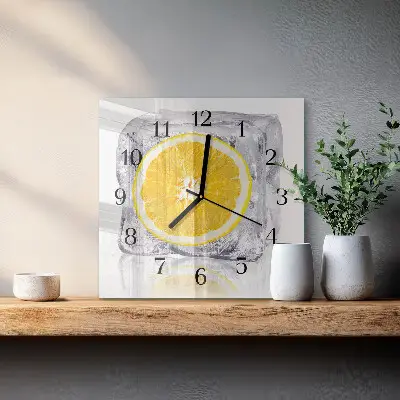 Čtvercové skleněné hodiny na stěnu Pomerančová zmrzlina