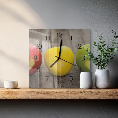 Hodiny s fotkou skleněné čtvercové Jablka