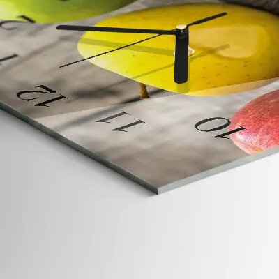 Hodiny s fotkou skleněné čtvercové Jablka