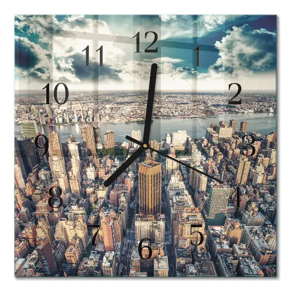 Nástěnné hodiny skleněné čtvercové New York