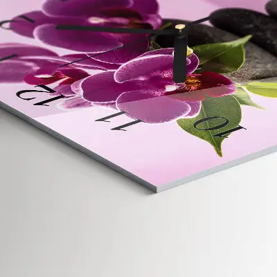 Hodiny na skle čtvercové Orchidej