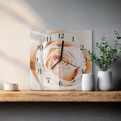 Nástěnné hodiny skleněné čtvercové Růže